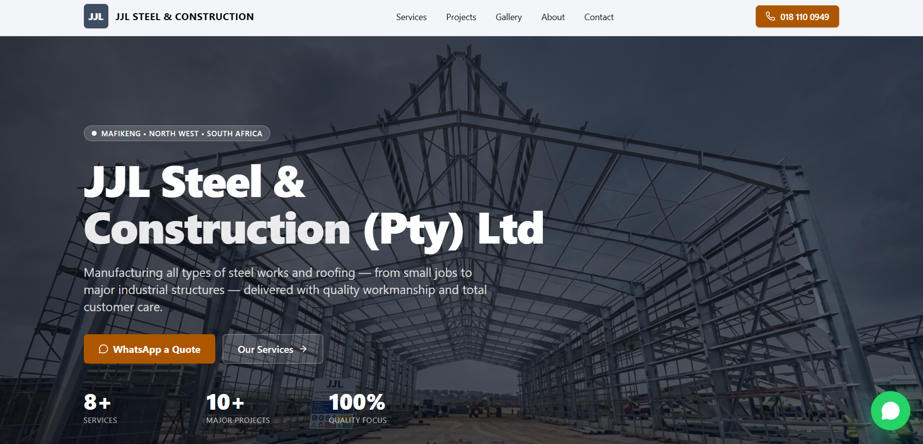JJL Steel & Construction hero and capabilities