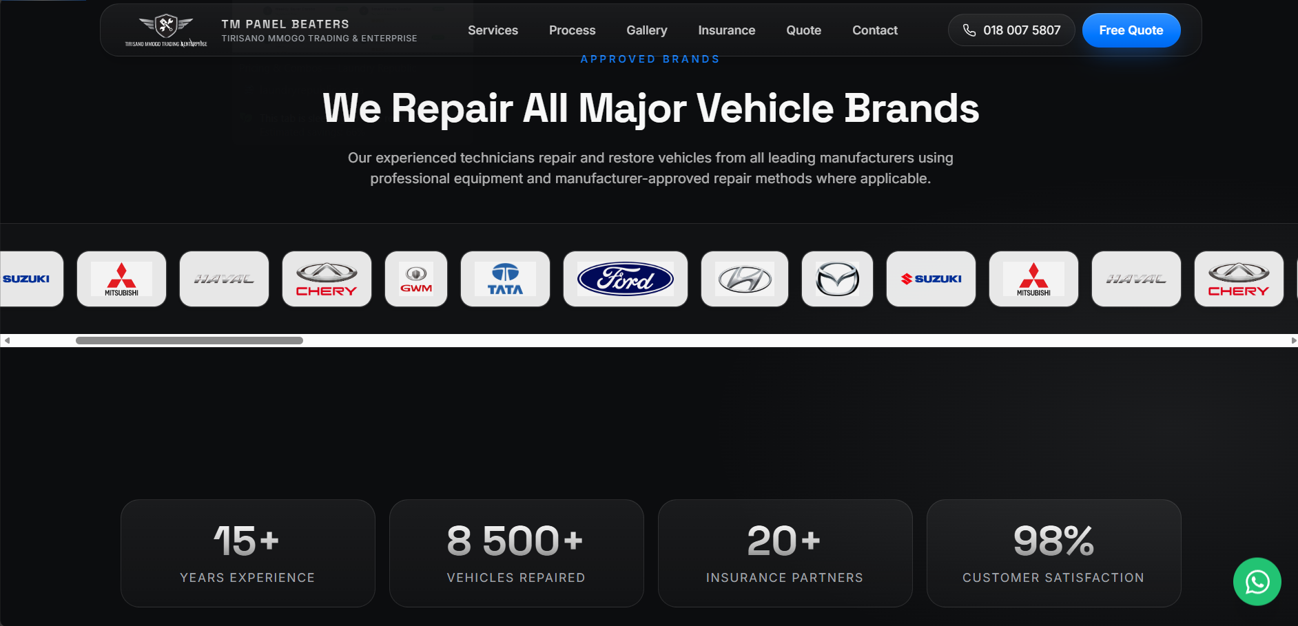 TM Panel Beaters approved brands and trust stats